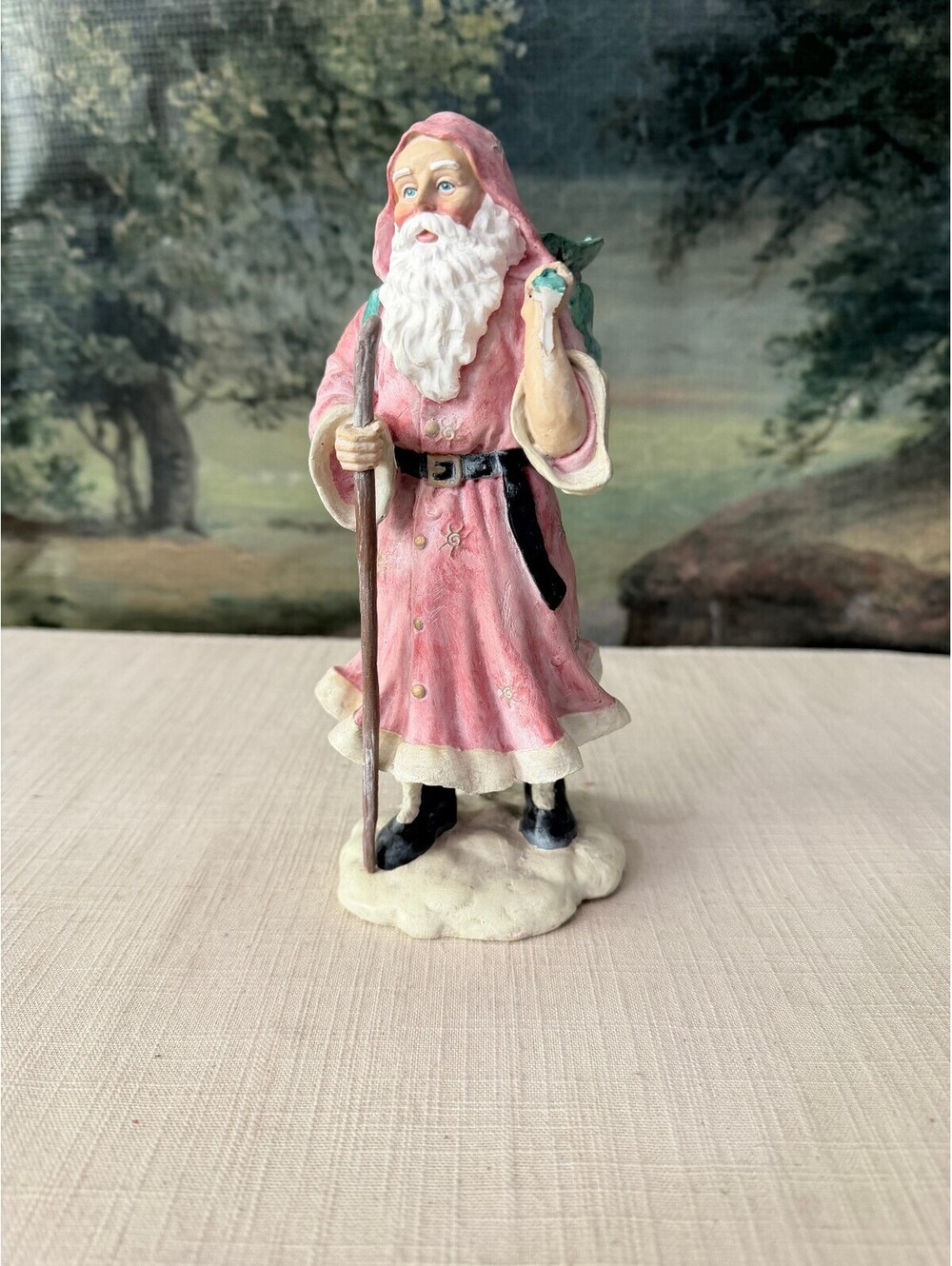 Santa Claus Figurine in Robe with Backpack